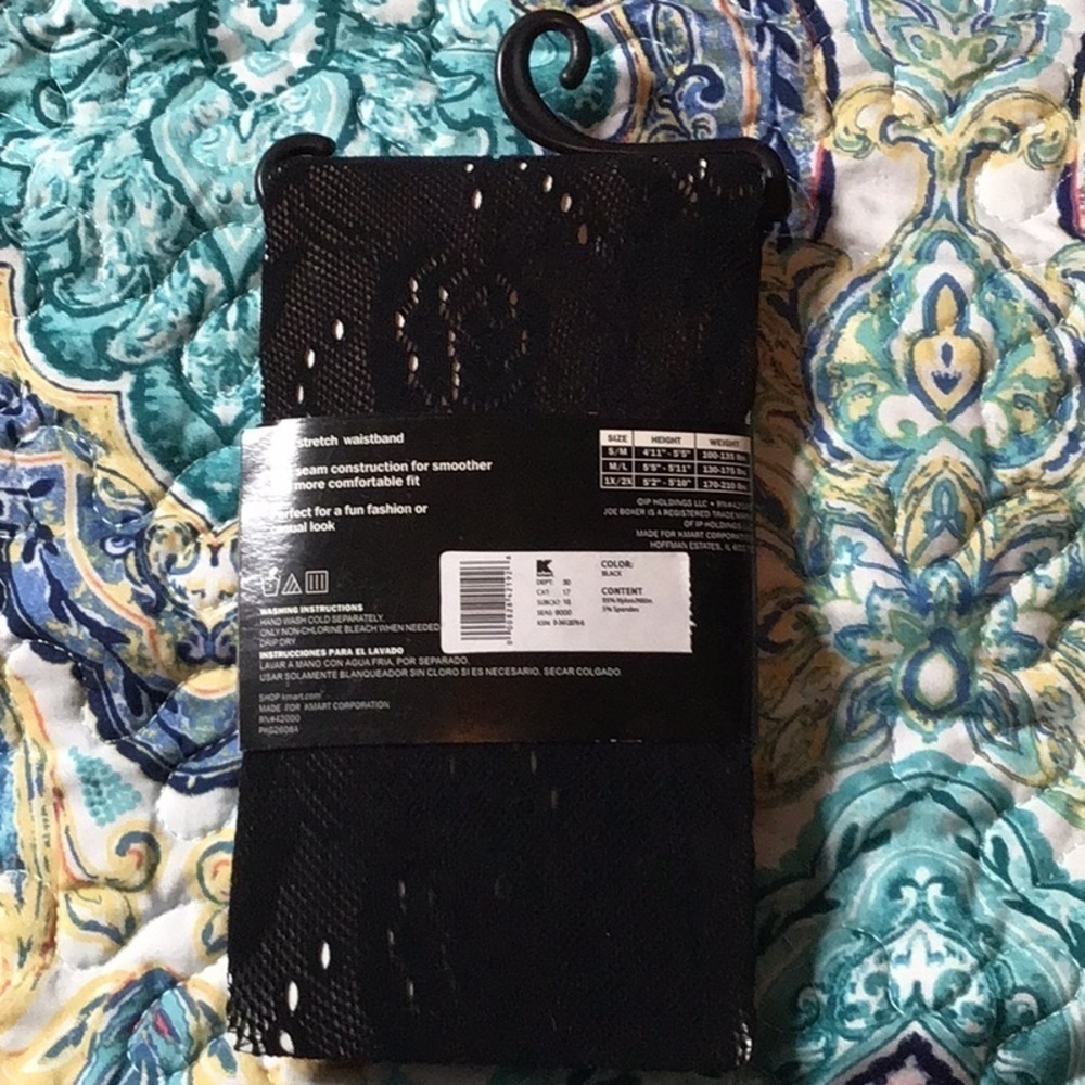 Joe Boxer Black Net Tights 1x/2x (0083) - Picture 2 of 3